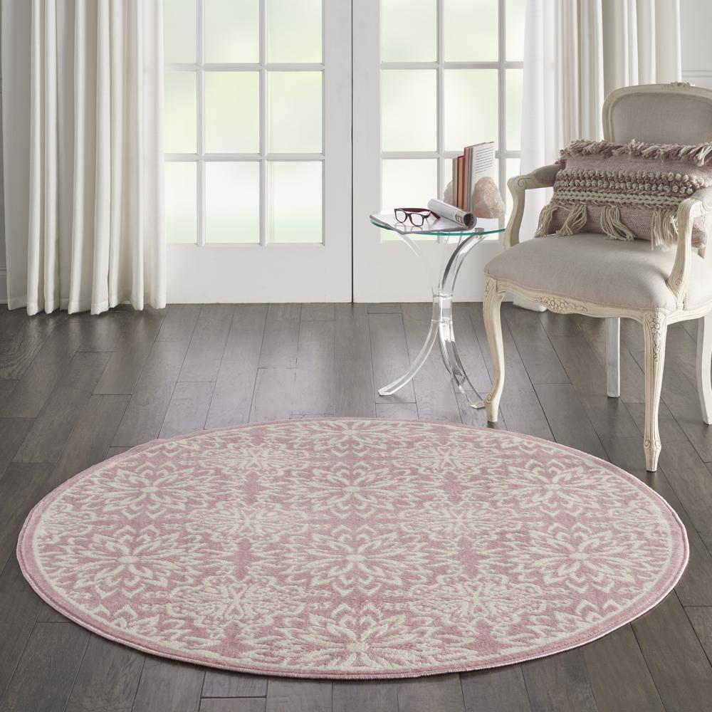 Jubilant Area Rug, Ivory/Pink, 5'3" x ROUND. Picture 4