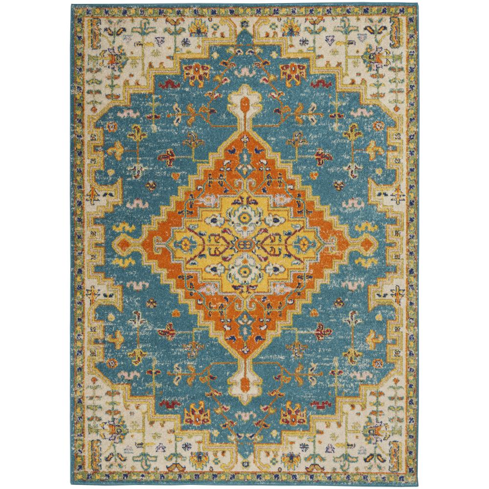 ALR01 Allur Turquoise Ivory Area Rug- 4' x 6'. The main picture.