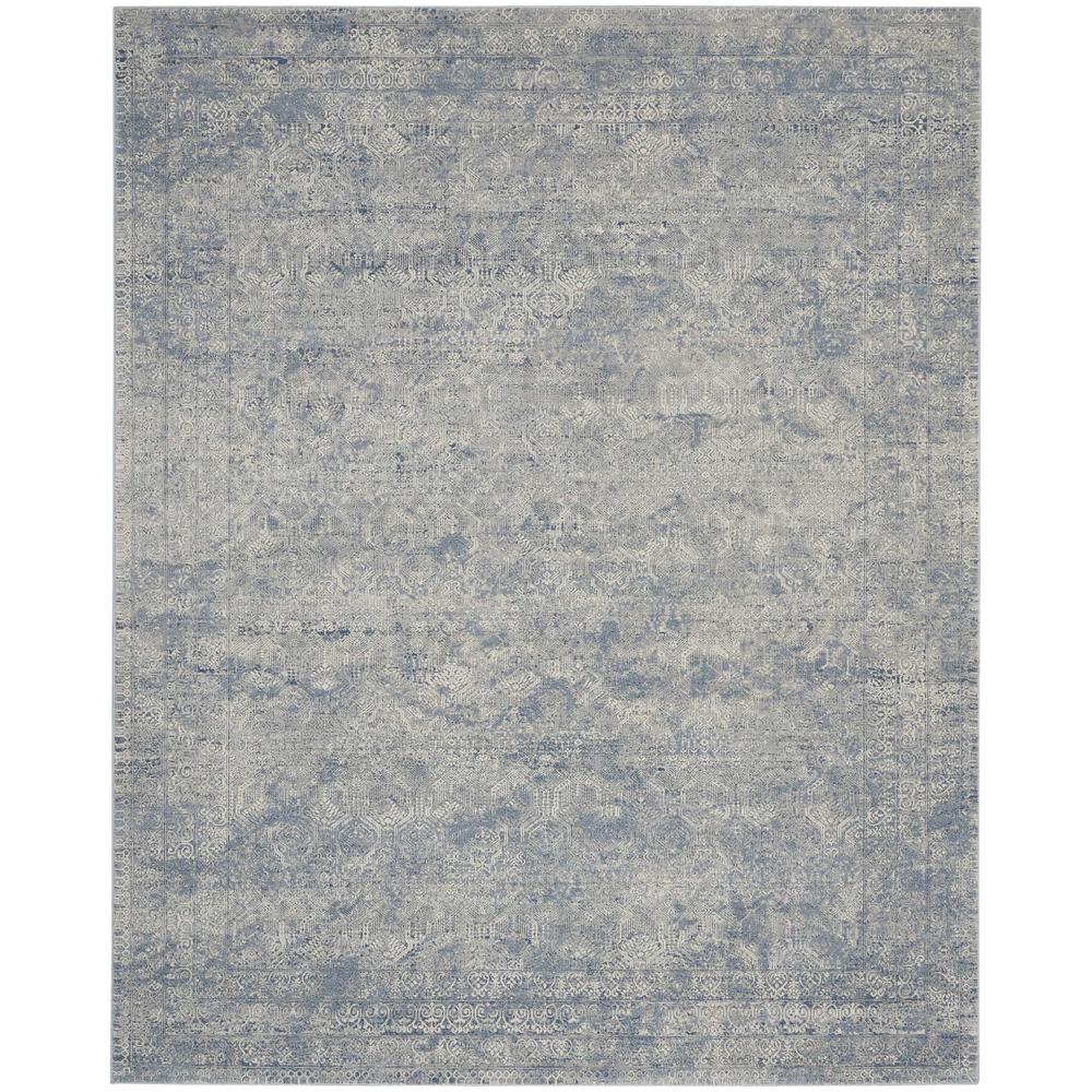 Kathy Ireland Grand Expressions Area Rug, Ivory Blue, 9' x 12', KI58. Picture 1