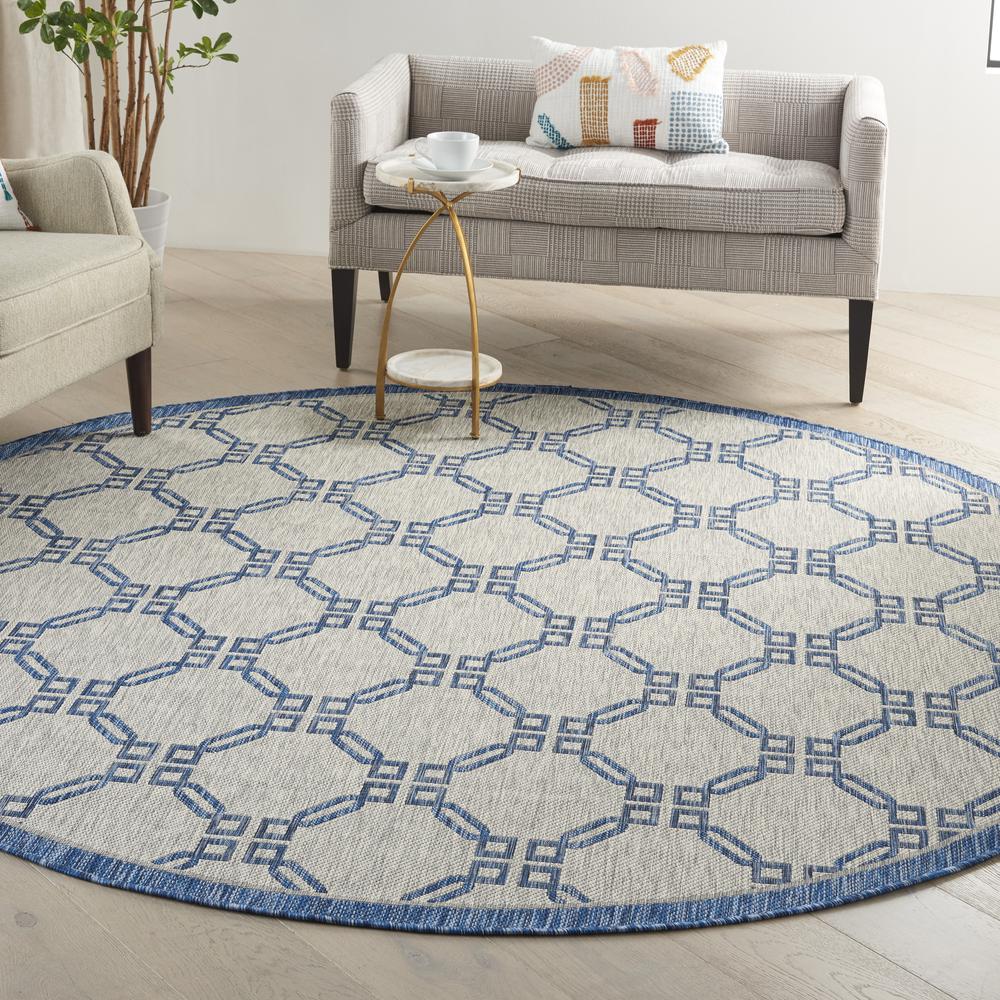 GRD02 Garden Party Ivory Blue Area Rug- 7'10" x round. Picture 2