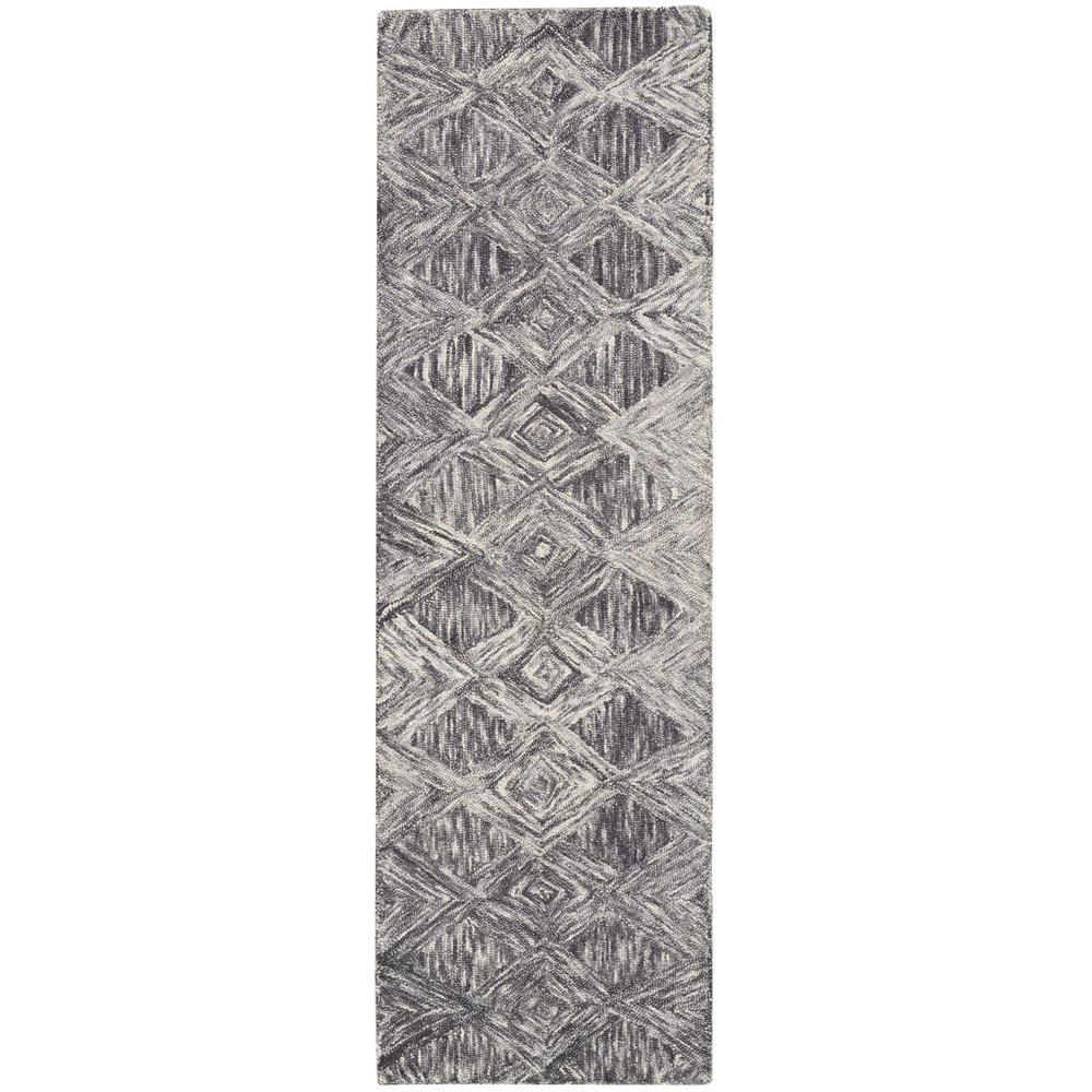Interlock Area Rug, Charcoal, 2'3" x 7'6". The main picture.