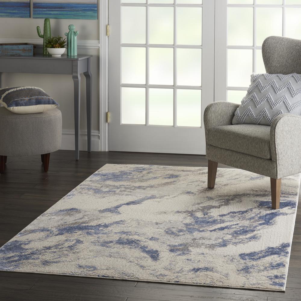 Sleek Textures Area Rug, Blue/Ivory/Grey, 5'3" x 7'3". Picture 6
