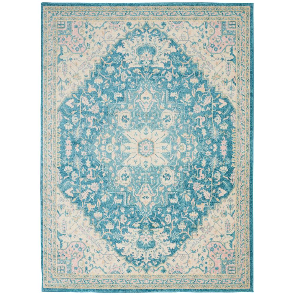 Tranquil Area Rug, Ivory/Turquoise, 6' X 9'. Picture 1