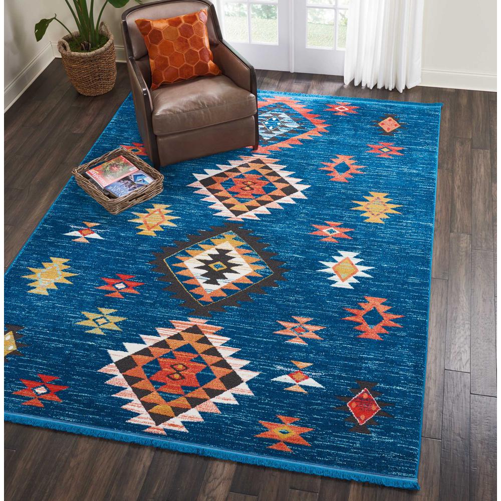Tribal Decor Area Rug, Blue, 9'3" x 13'. Picture 2