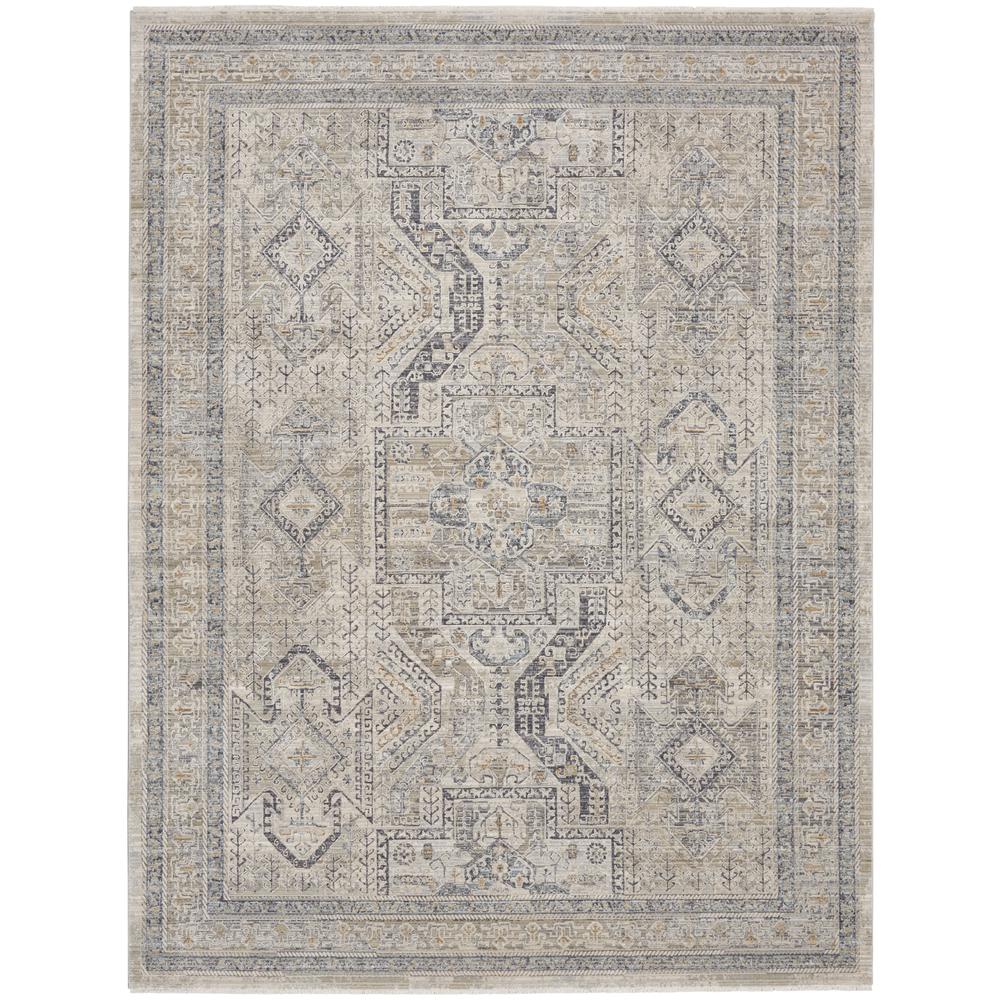 Nourison Nyle 9'10 x 13'6 Ivory/Grey/Blue Area Rug. Picture 1