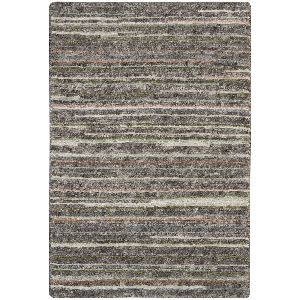 Nourison Plateau Area Rug, Grey/Green, 2'2" x 3'9", PAE01. Picture 1