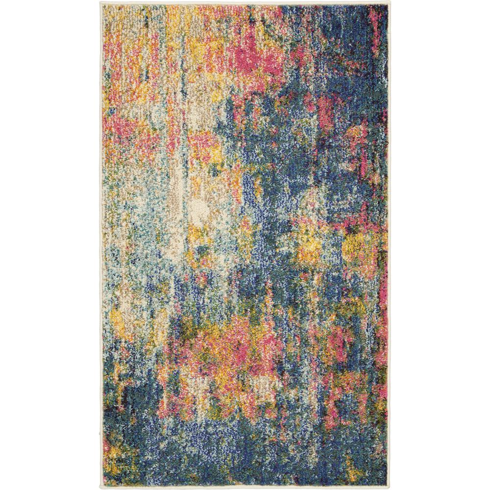 Celestial Area Rug, Blue/Yellow, 2'2"X3'9". Picture 1