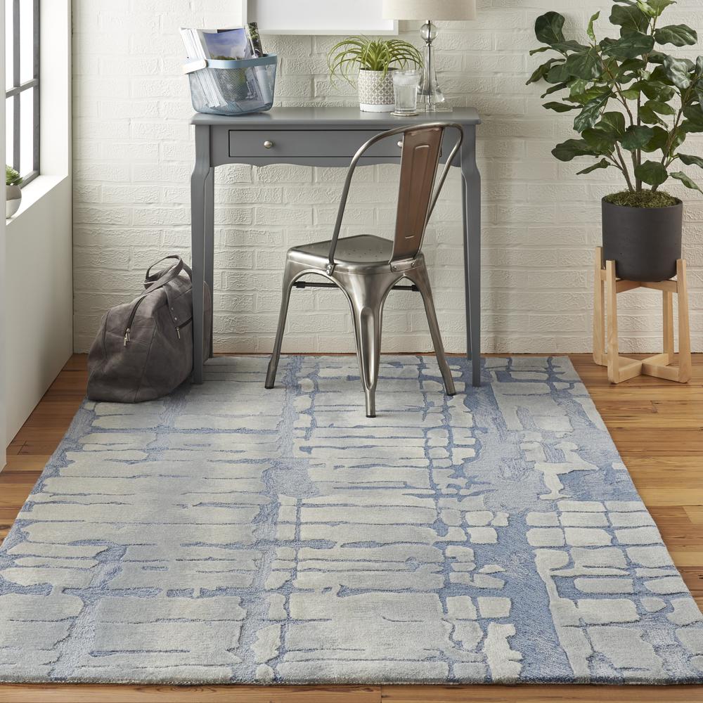 Symmetry Area Rug, Blue/Grey, 5'3" X 7'9". Picture 4