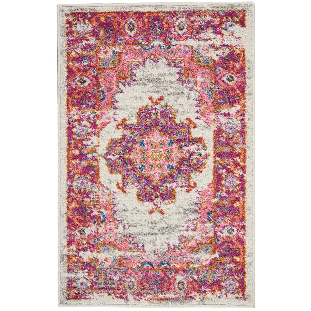 Passion Area Rug, Ivory/Fuchsia, 22" x 34". Picture 1