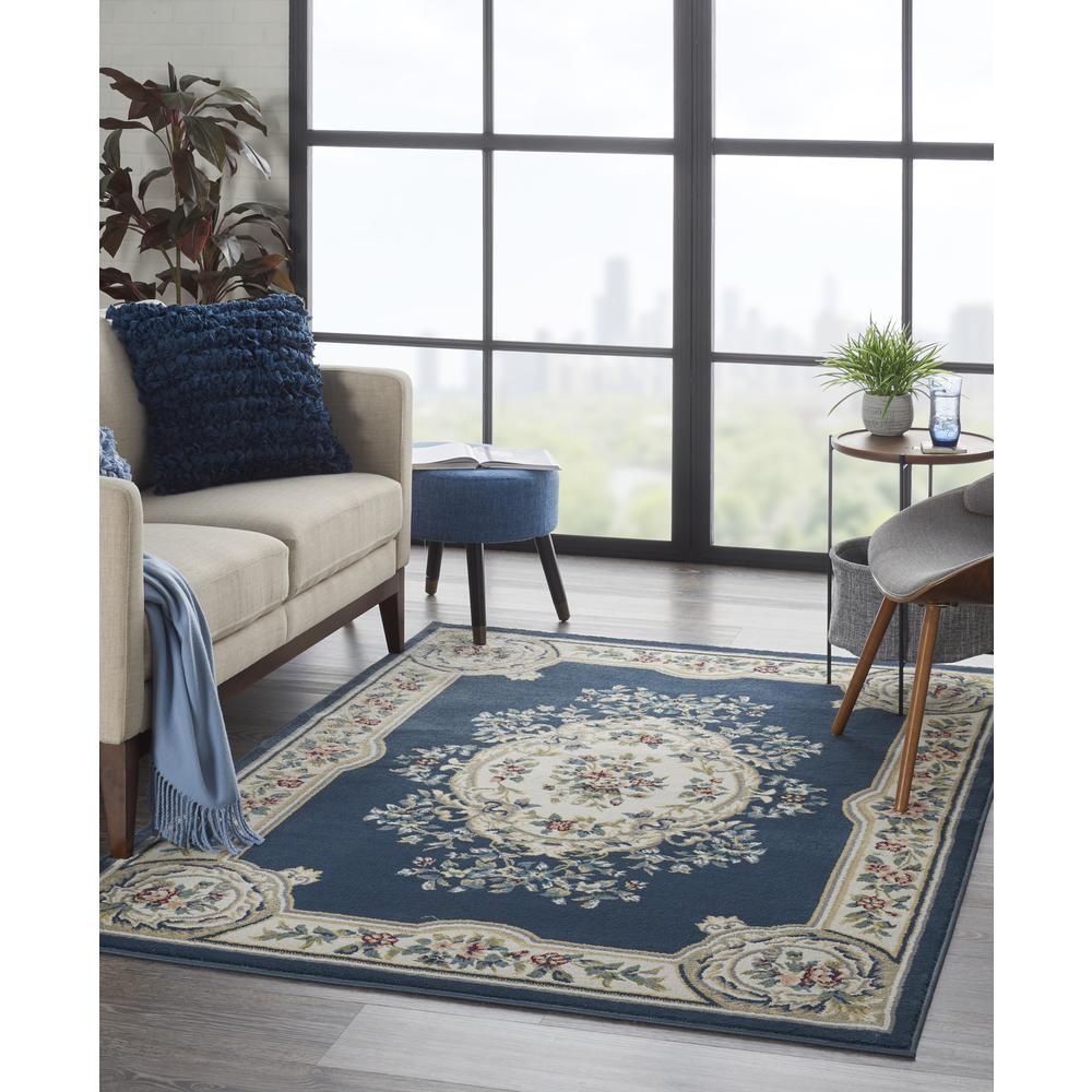 ABS1 Aubusson Navy Area Rug- 5'3" x 7'3". Picture 9
