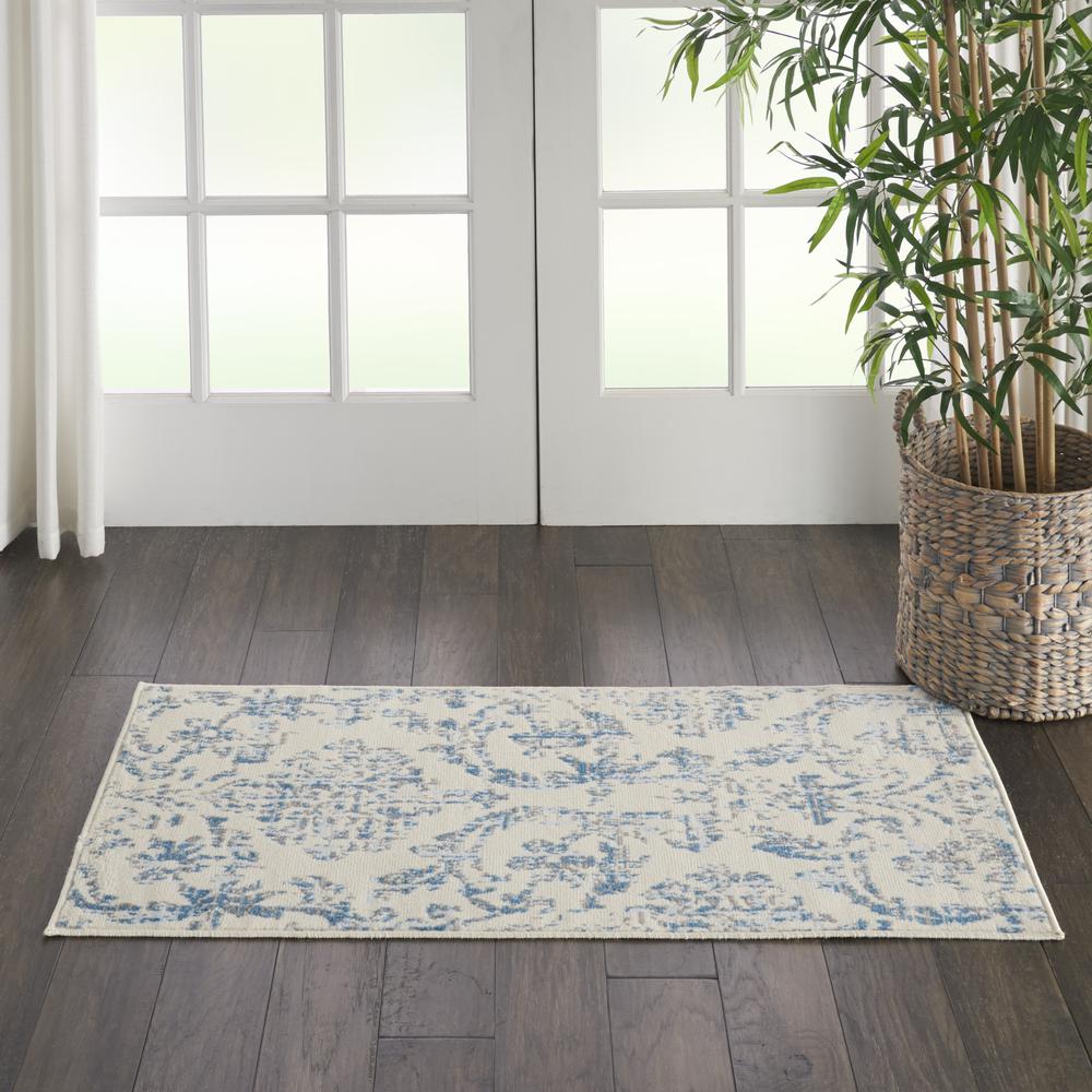Jubilant Area Rug, Ivory/Blue, 2' x 4'. Picture 4