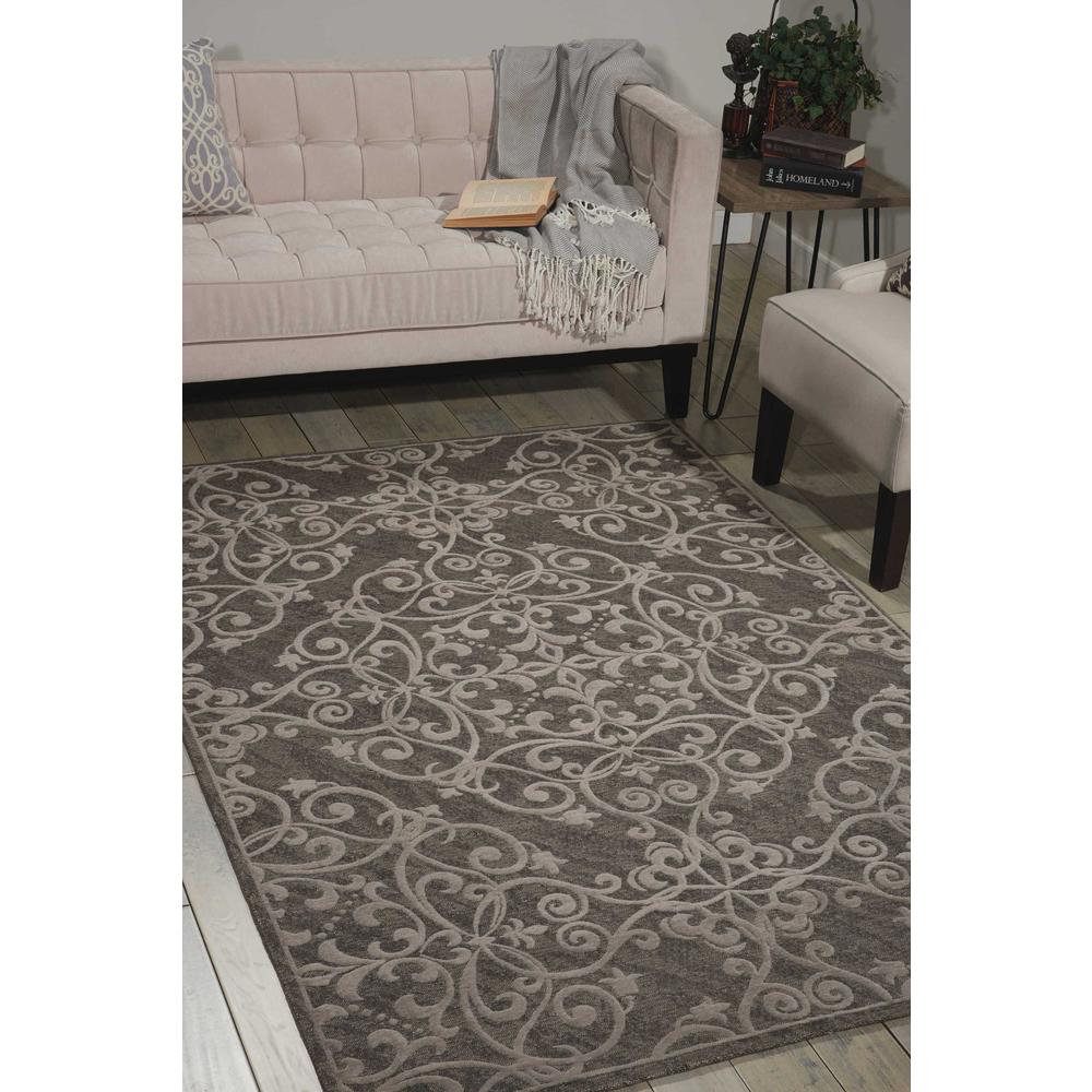 Damask Area Rug, Grey, 8' x 10'. Picture 4
