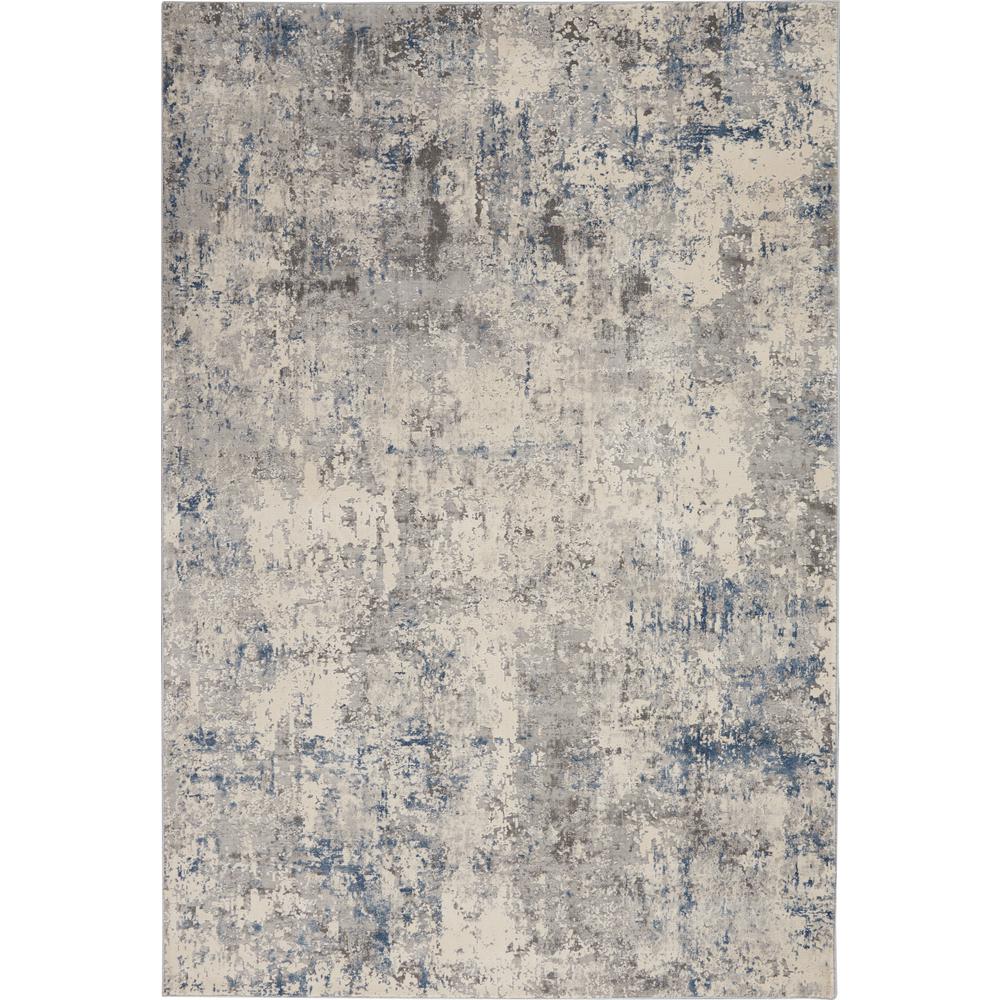 Rustic Textures Area Rug, Ivory/Grey/Blue, 5'3" X 7'3". Picture 1