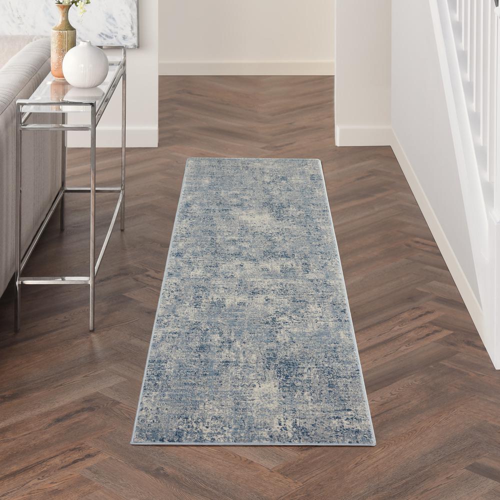 Kathy Ireland Grand Expressions Runner Area Rug, Blue/Ivory, 2'2" x 7'7", KI57. Picture 2