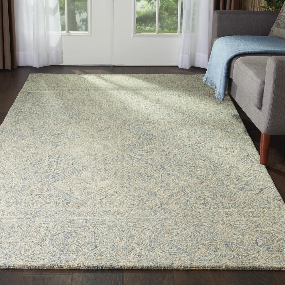 Azura Area Rug, Ivory/Grey/Blue, 5'3" x 7'5". Picture 2