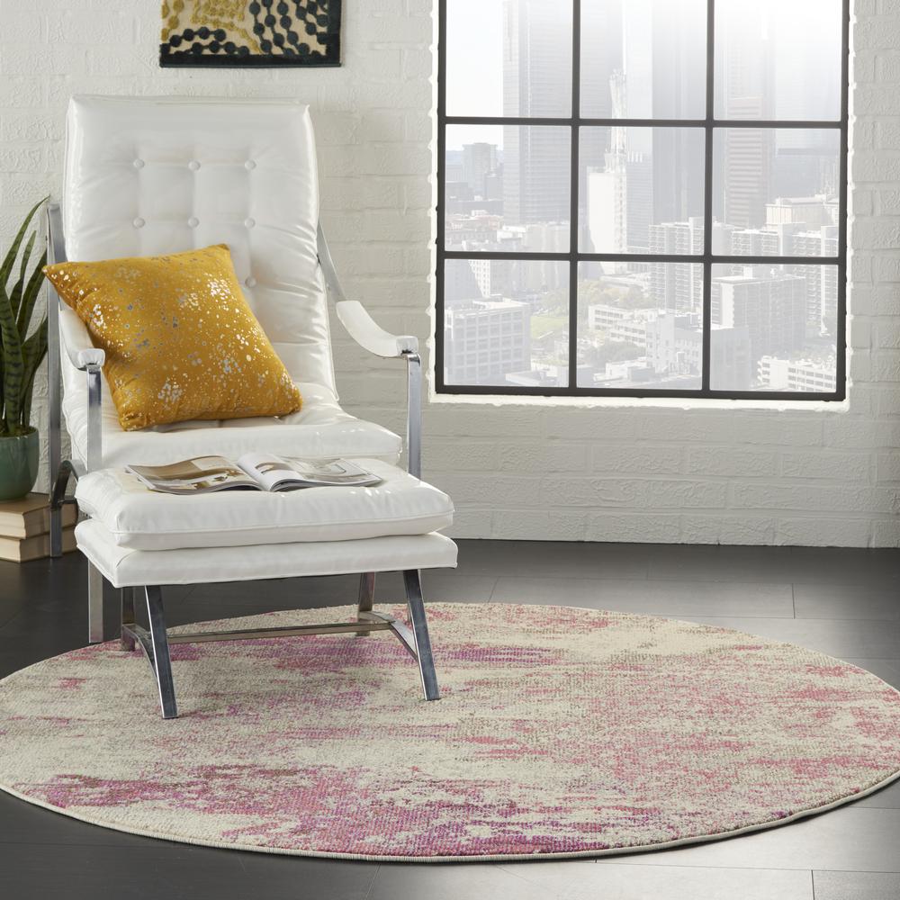 CES02 Celestial Ivory/Pink Area Rug- 7'10" x ROUND. Picture 9