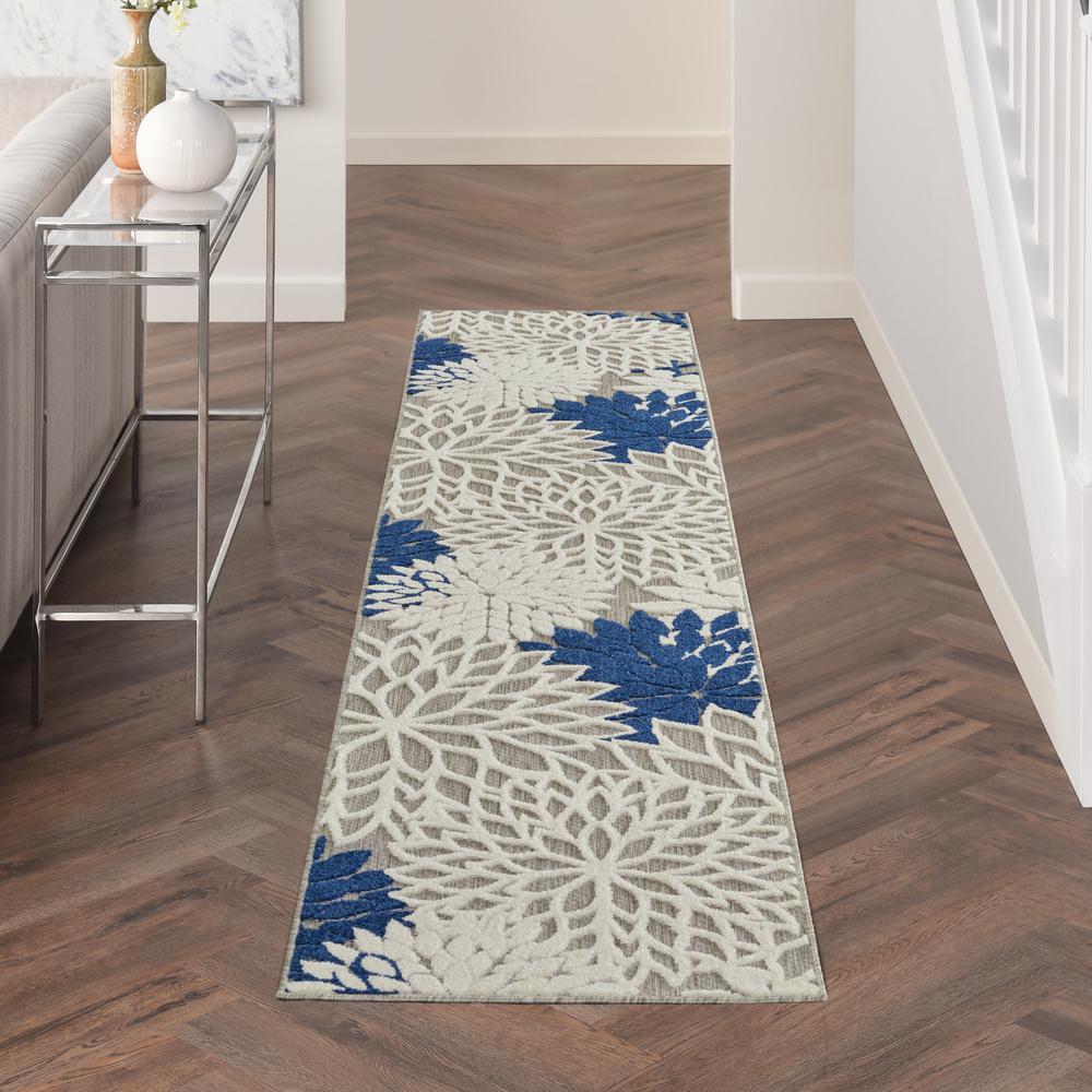 ALH05 Aloha Ivory/Navy Area Rug- 2'3" x 10'. Picture 2