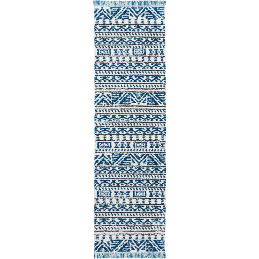 Nourison Kamala Runner Area Rug, 2'2" x 7'6", Ivory/Blue. Picture 1