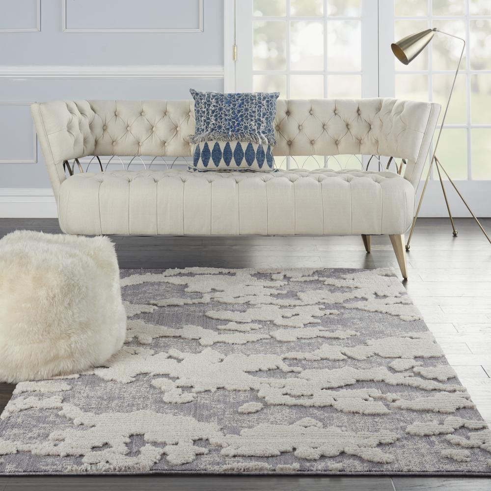 Nourison Textured Contemporary Area Rug, 5'3" x 7'3", Ivory/Grey. Picture 2