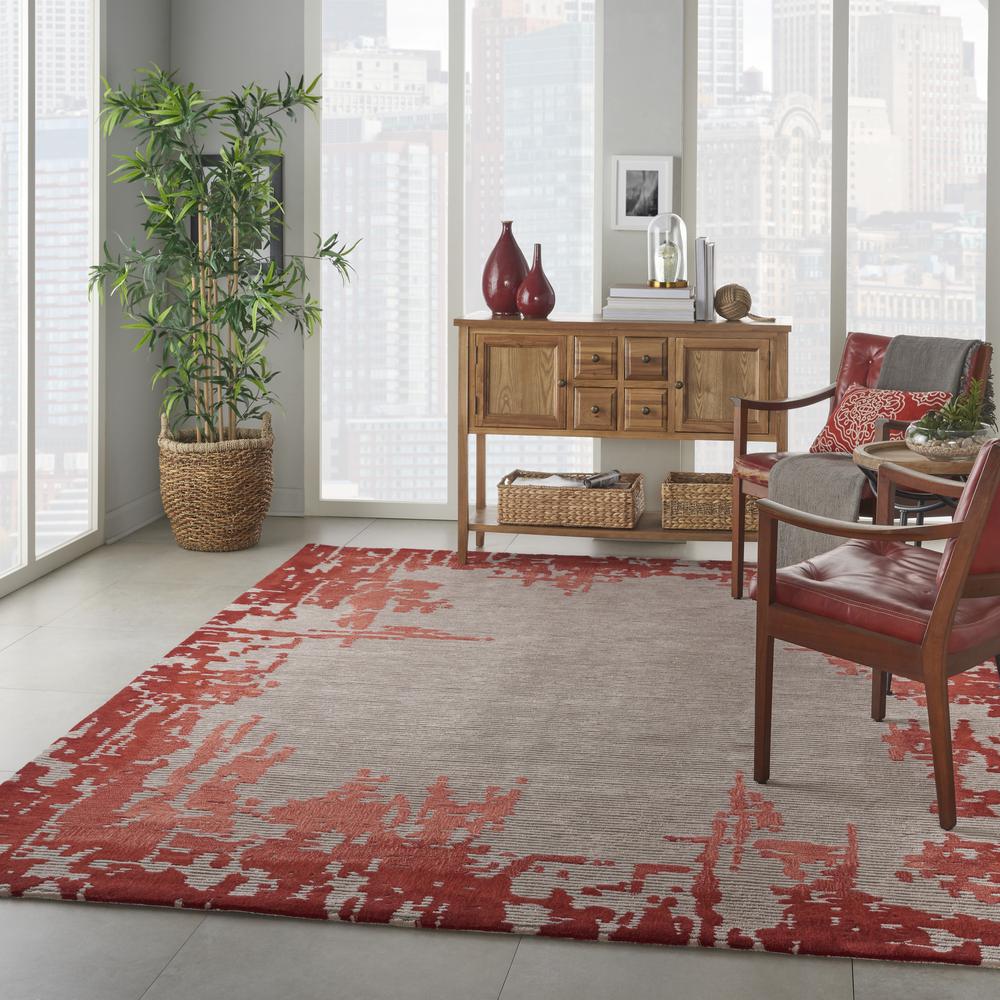 Symmetry Area Rug, Beige/Red, 7'9" X 9'9". Picture 9