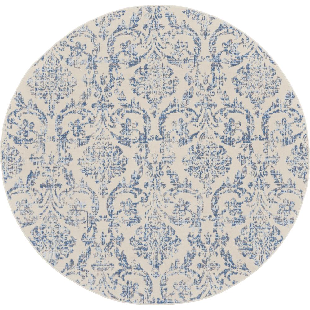 Nourison Jubilant Round Area Rug, 8' x round, Ivory Blue. Picture 1