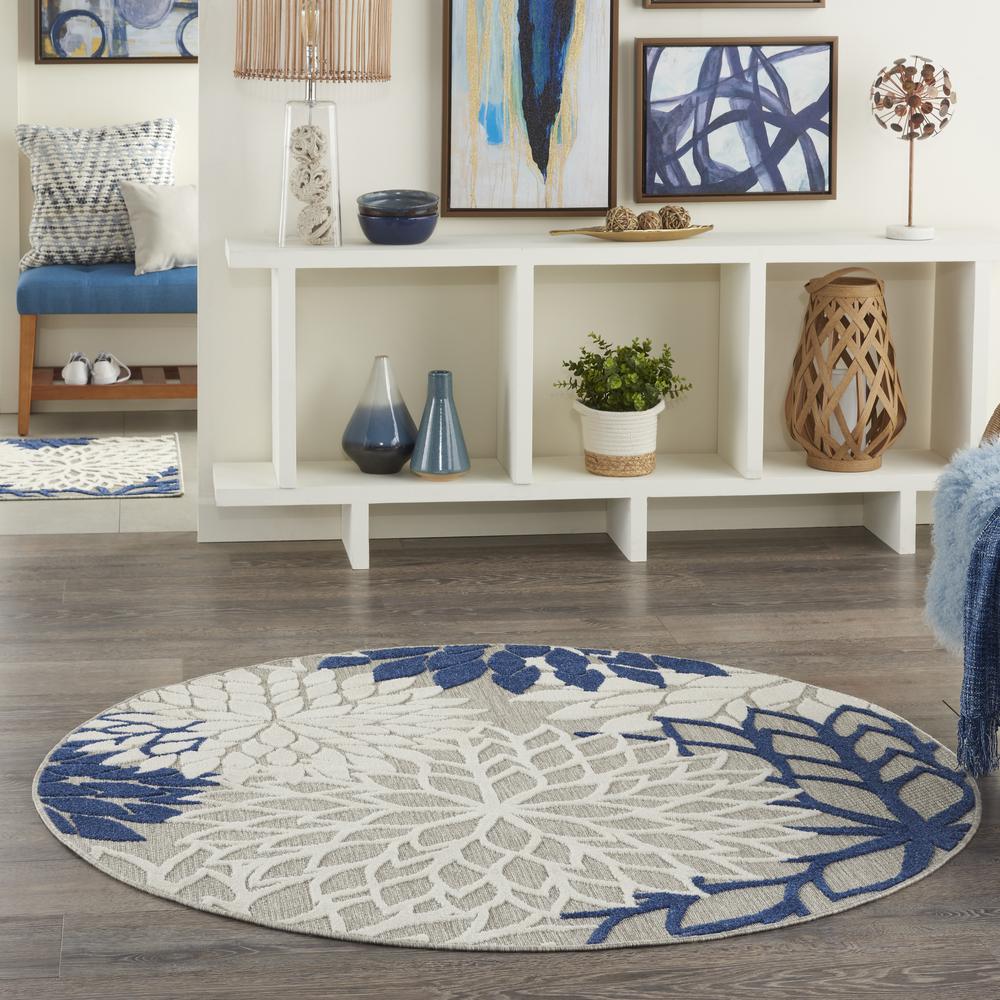 ALH05 Aloha Ivory/Navy Area Rug- 4' x round. Picture 9