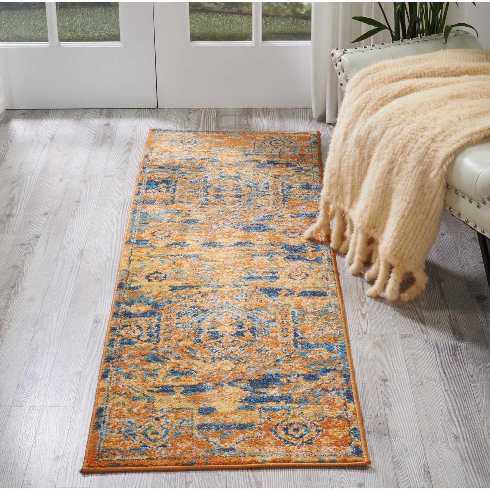 Passion Area Rug, Teal/Sun, 1'10" x 6'. Picture 2