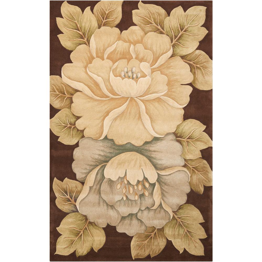 Tropics Area Rug, Brown, 5'3" x 8'3". Picture 1