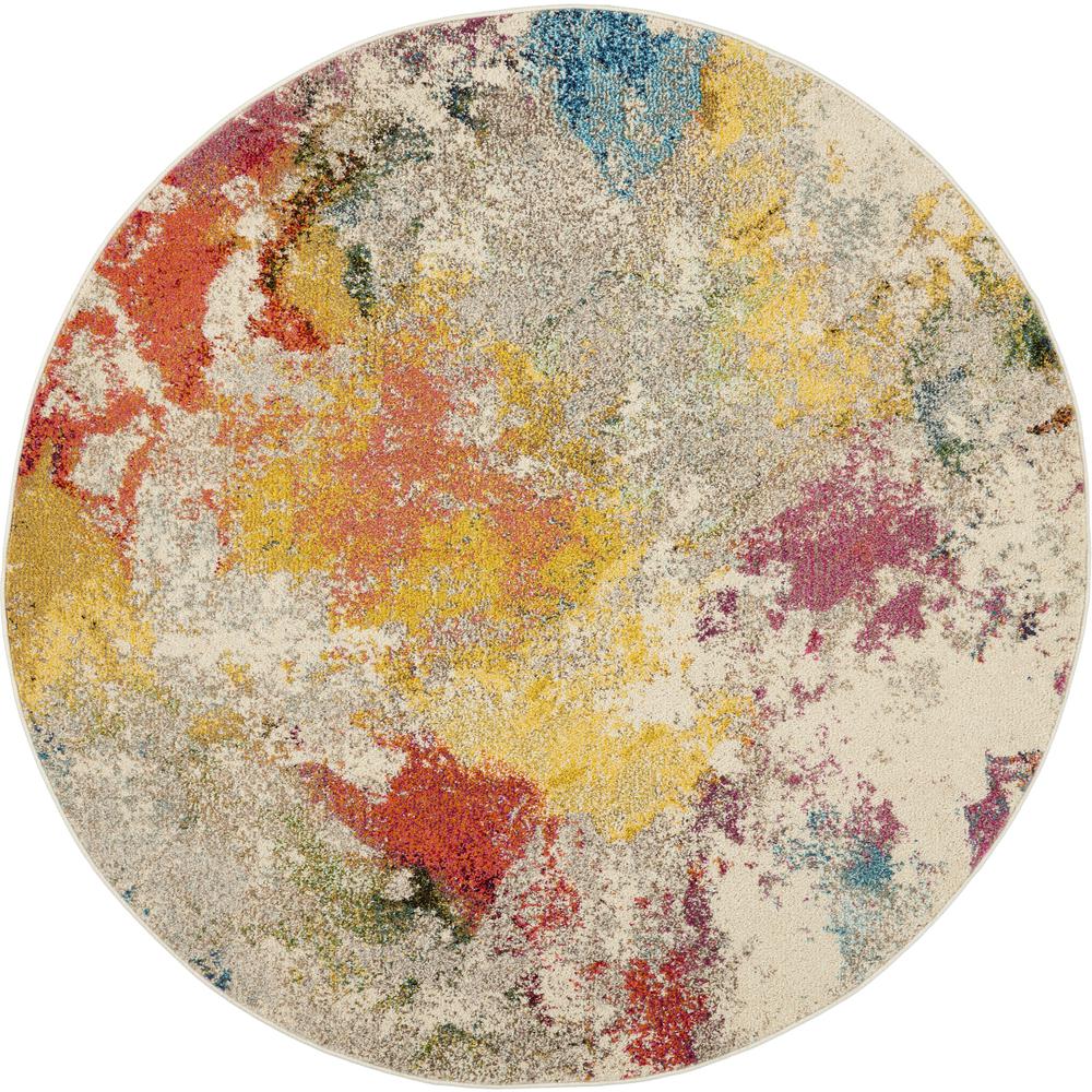 Celestial Area Rug, Ivory/Multicolor, 4'XROUND. Picture 1