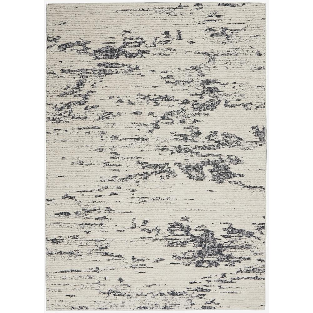 Nourison Textured Contemporary Area Rug, 5'3" x 7'3", Ivory Blue. Picture 1