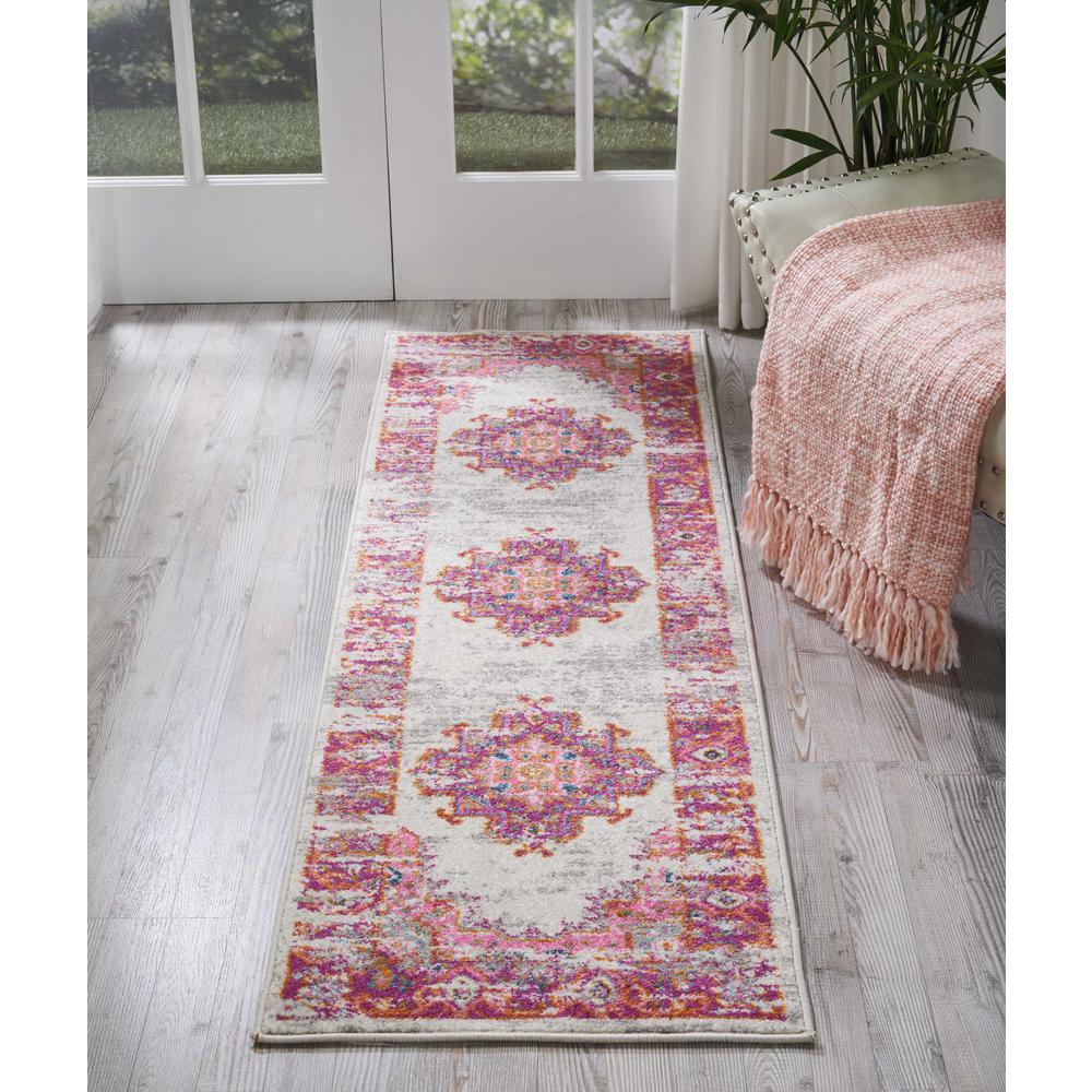 Passion Area Rug, Ivory/Fuchsia, 1'10" x 6'. Picture 4