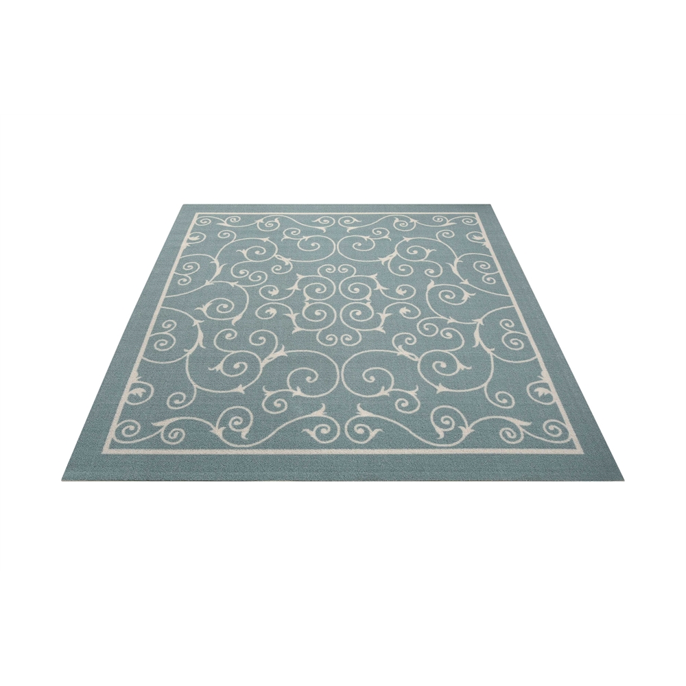 Home & Garden Area Rug, Light Blue, 5'3" x 5'3" SQUARE. Picture 5