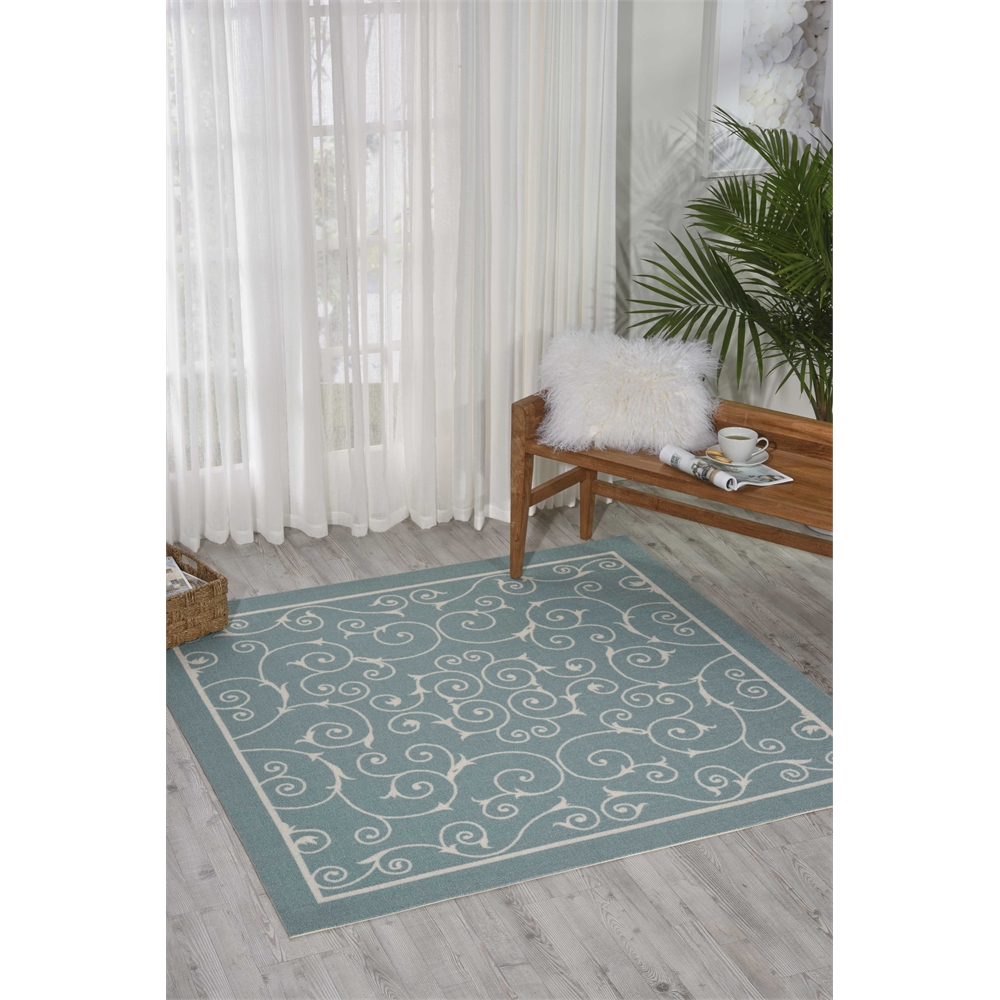 Home & Garden Area Rug, Light Blue, 5'3" x 5'3" SQUARE. Picture 6
