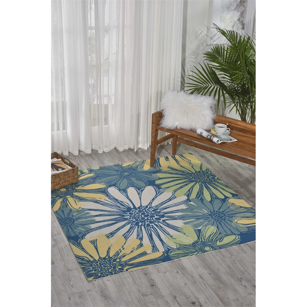 Home & Garden Area Rug, Blue, 5'3" x 5'3" SQUARE. Picture 6