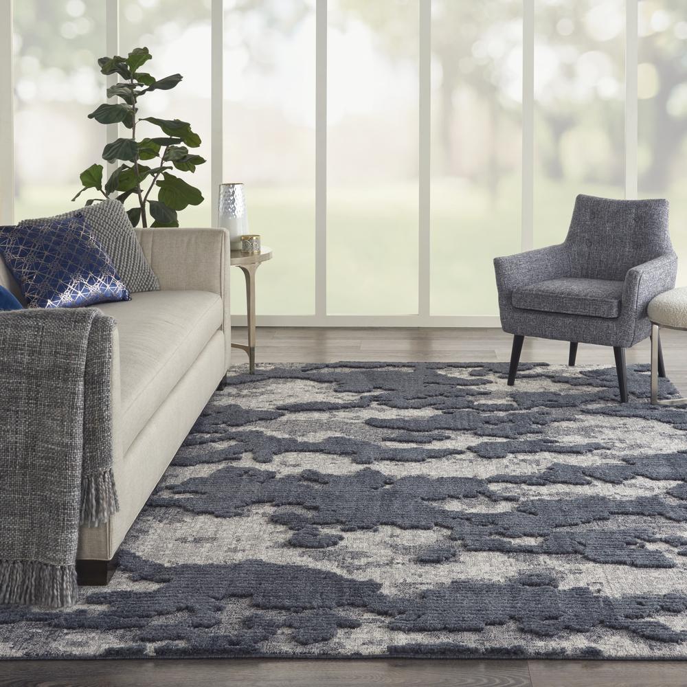 Nourison Textured Contemporary Area Rug, 8'10" x 11'10", Blue/Grey. Picture 2