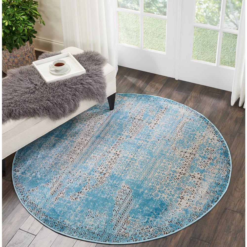 Karma Area Rug, Blue, 5'3" x ROUND. Picture 2