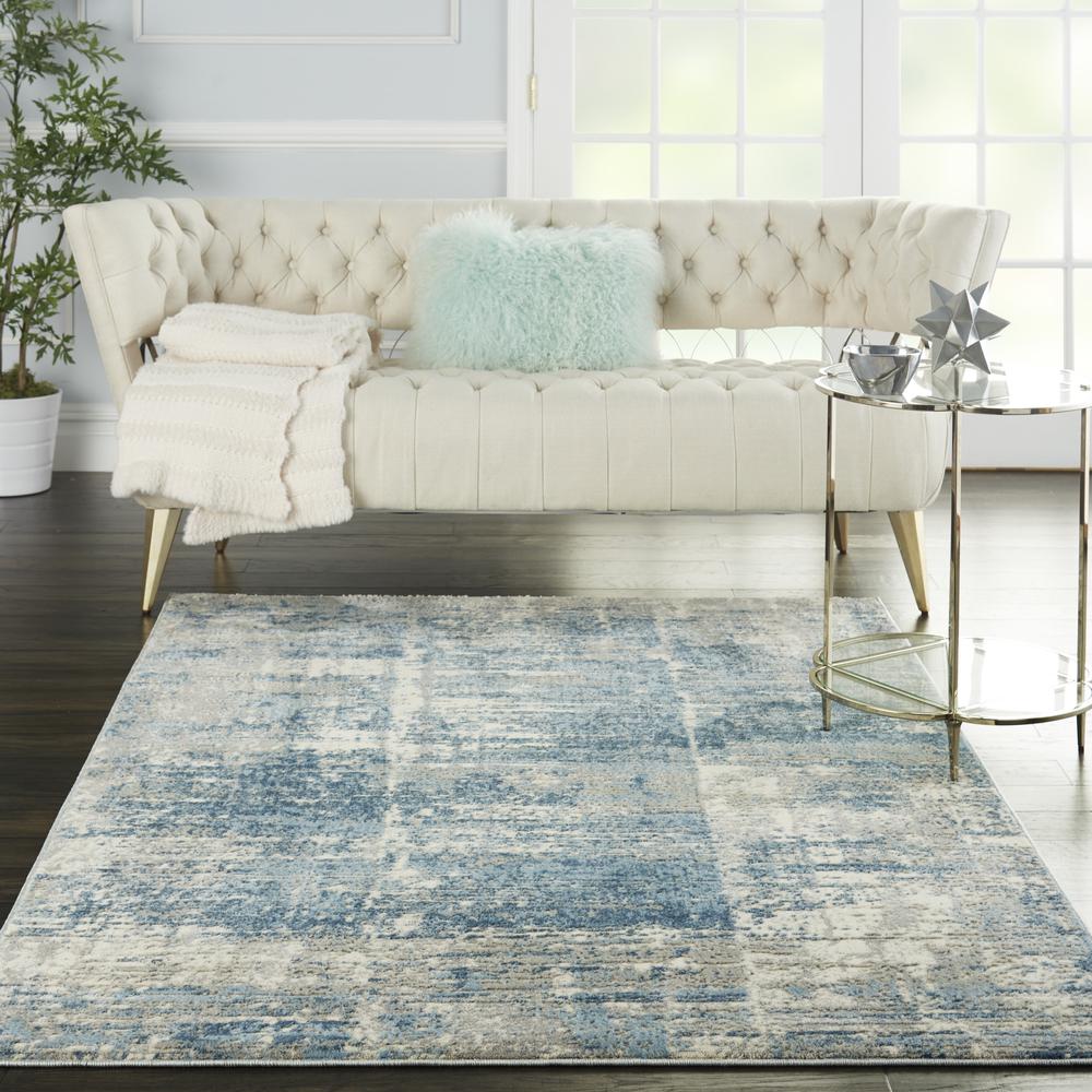 Solace Area Rug, Ivory/Grey/Blue, 5'3" x 7'3". Picture 2