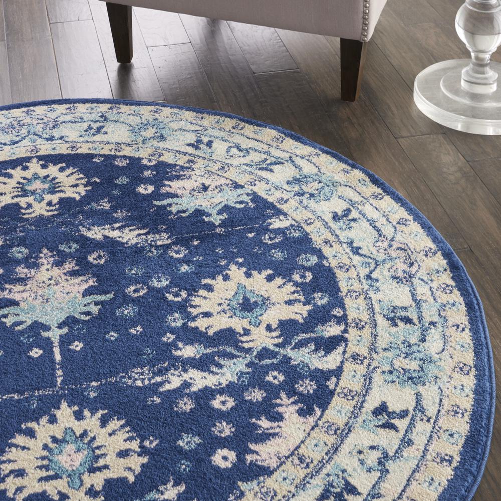Tranquil Area Rug, Navy/Ivory, 5'3" X ROUND. Picture 8