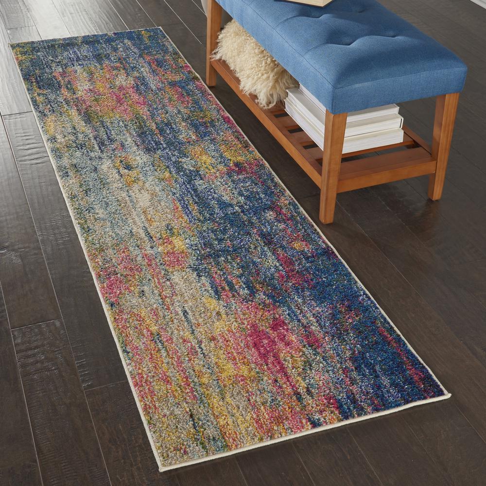 Celestial Area Rug, Blue/Yellow, 2'X6'. Picture 4