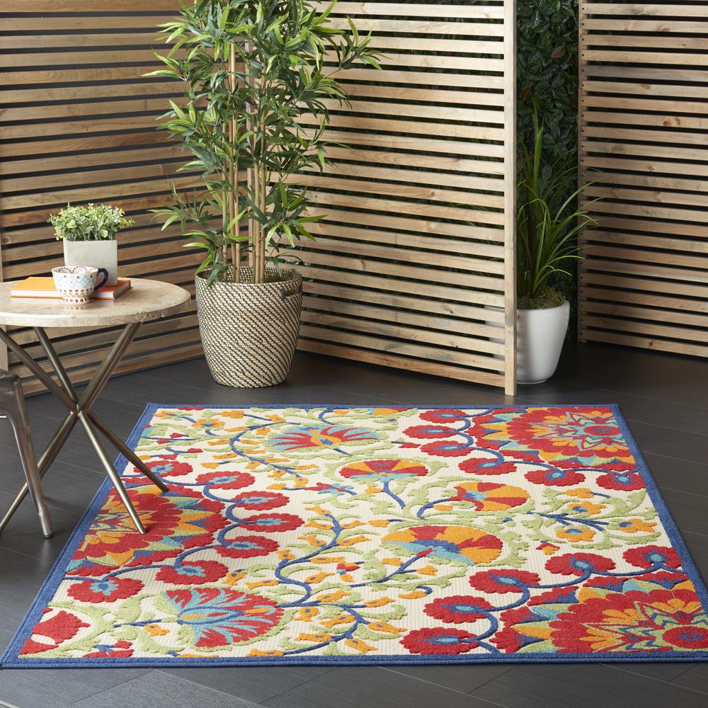 Aloha Area Rug, Red/Multicolor, 3'6" x 5'6". Picture 8