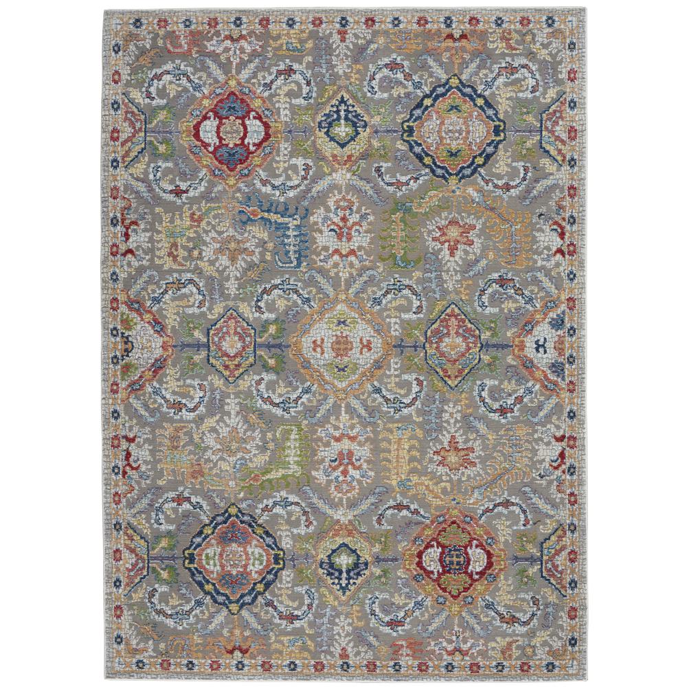 GLB12 Global Vintage Grey/Multicolor Area Rug- 5'3" x 7'6". The main picture.