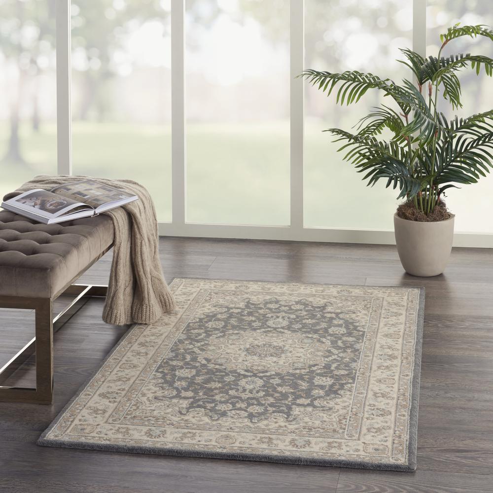 Nourison Living Treasures Area Rug, 3'6" x 5'6", Grey/Ivory. Picture 9