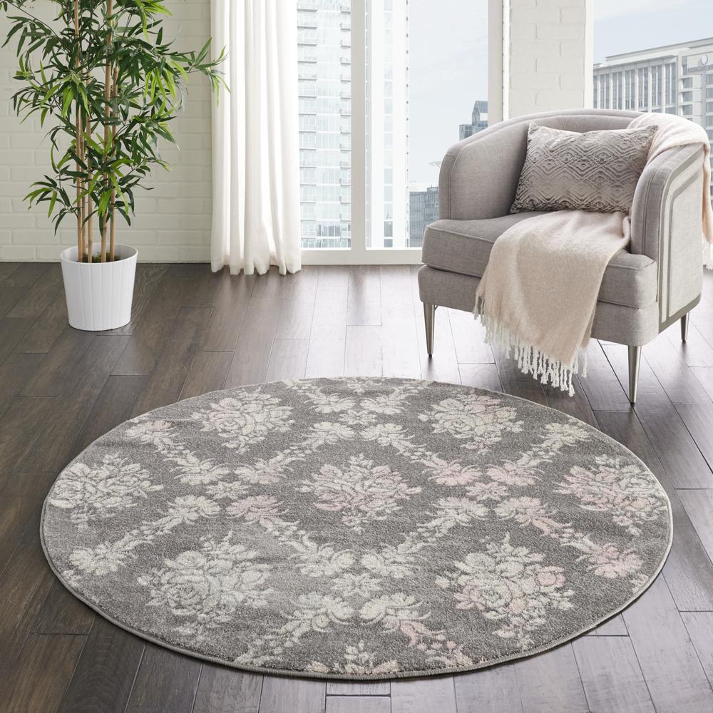 Tranquil Area Rug, Grey/Pink, 5'3" X ROUND. Picture 2