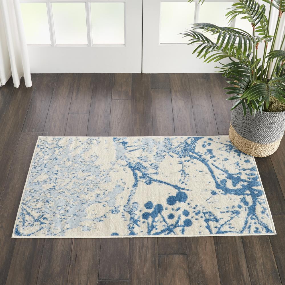 Jubilant Area Rug, Ivory/Blue, 2' x 4'. Picture 5