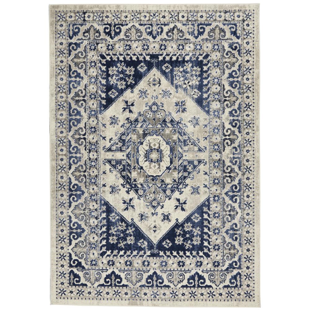 CYR05 Cyrus Ivory Blue Area Rug- 5'3" x 7'3". Picture 1