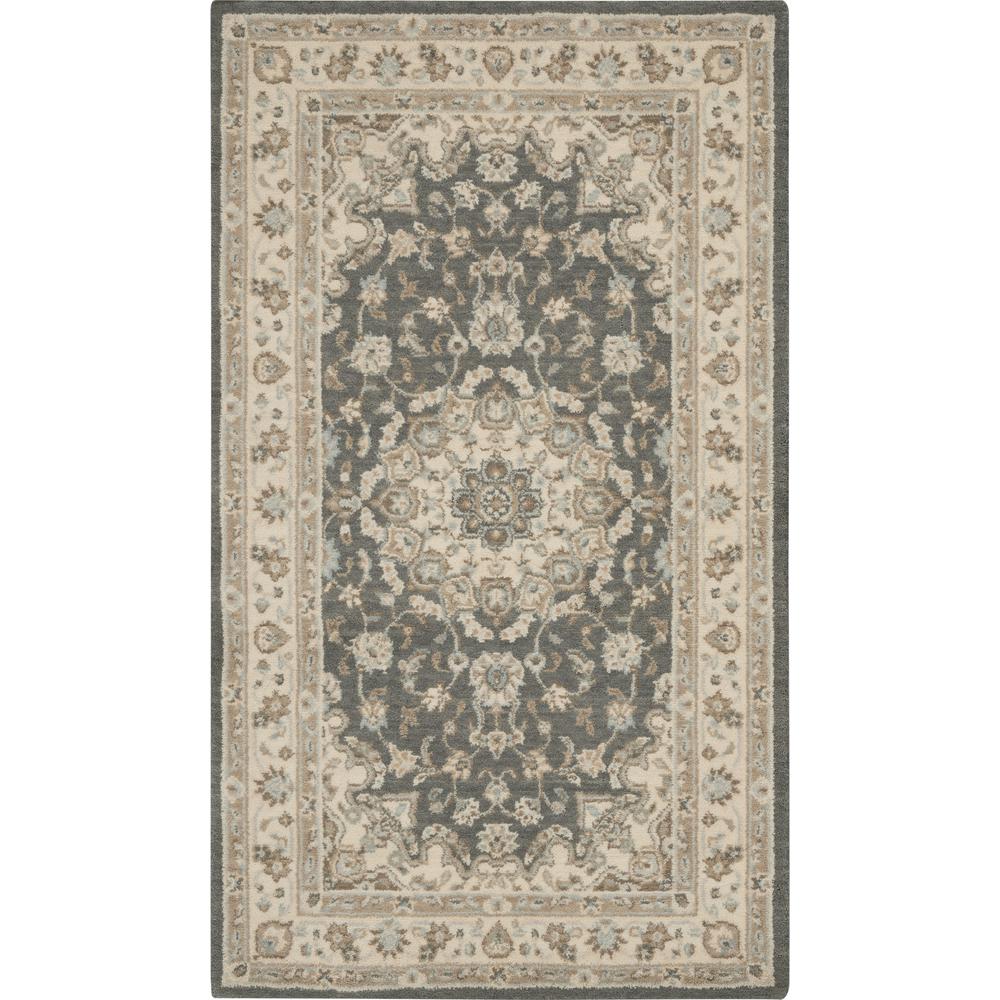 Nourison Living Treasures Area Rug, 2'6" x 4'3", Grey/Ivory. Picture 1