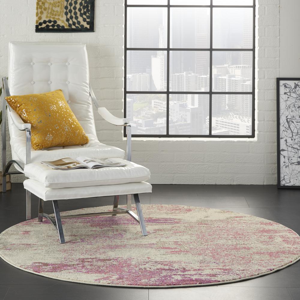 CES02 Celestial Ivory/Pink Area Rug- 7'10" x ROUND. Picture 2