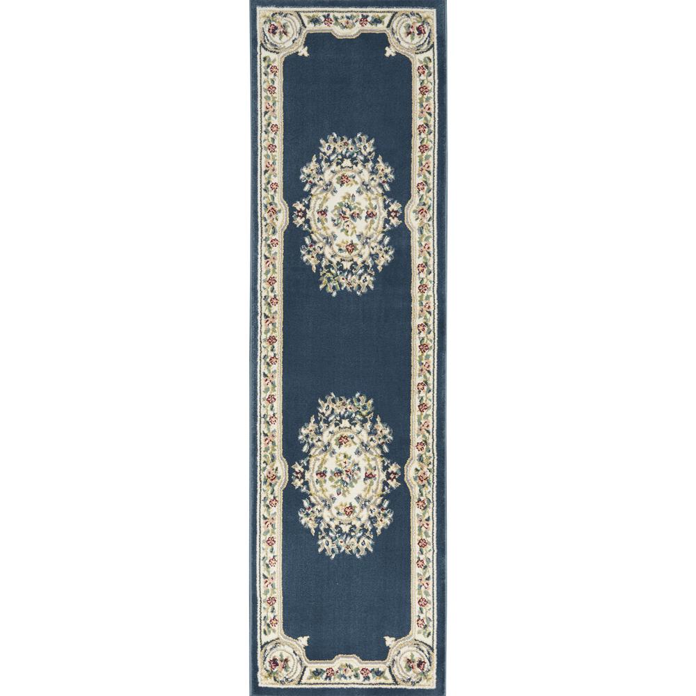 ABS1 Aubusson Navy Area Rug- 2'2" x 7'6". Picture 1