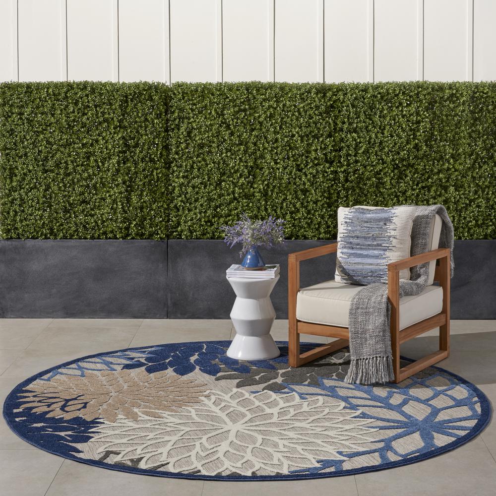 Nourison Aloha Indoor/Outdoor Round Area Rug, 7'10" x ROUND, Blue/Multicolor. Picture 10
