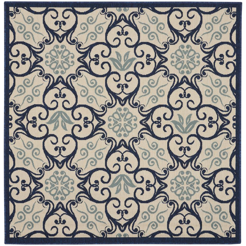 CRB02 Caribbean Ivory/Navy Area Rug- 5'3" x 5'3"square. Picture 1